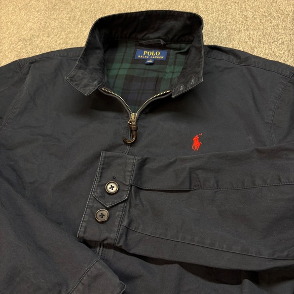Polo Ralph Lauren Other - Vtg Polo Ralph Lauren Men's Navy 90's Zip Up Harrington Jacket Plaid Lined M